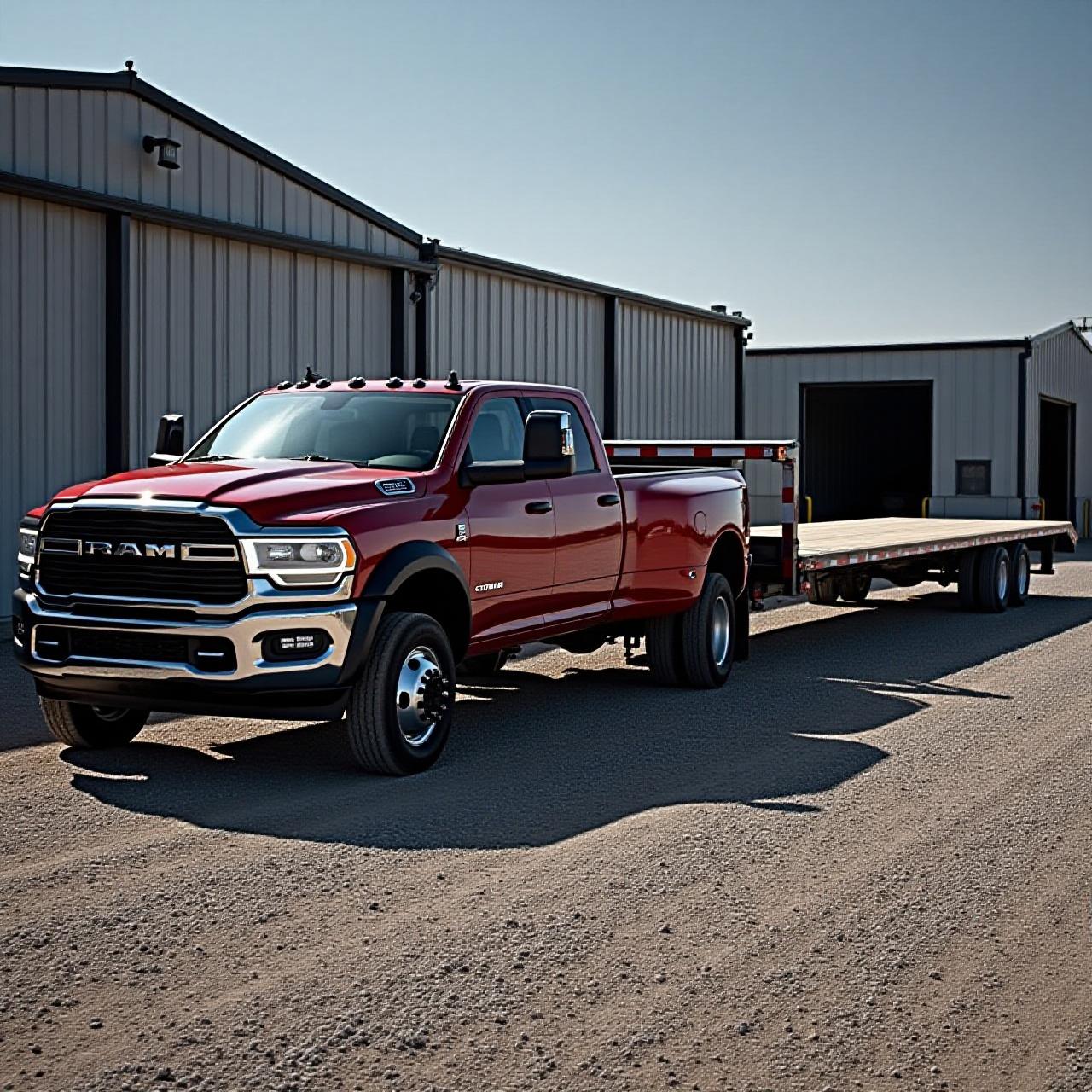 Dually truck with gooseneck trailer for hot shot hauling