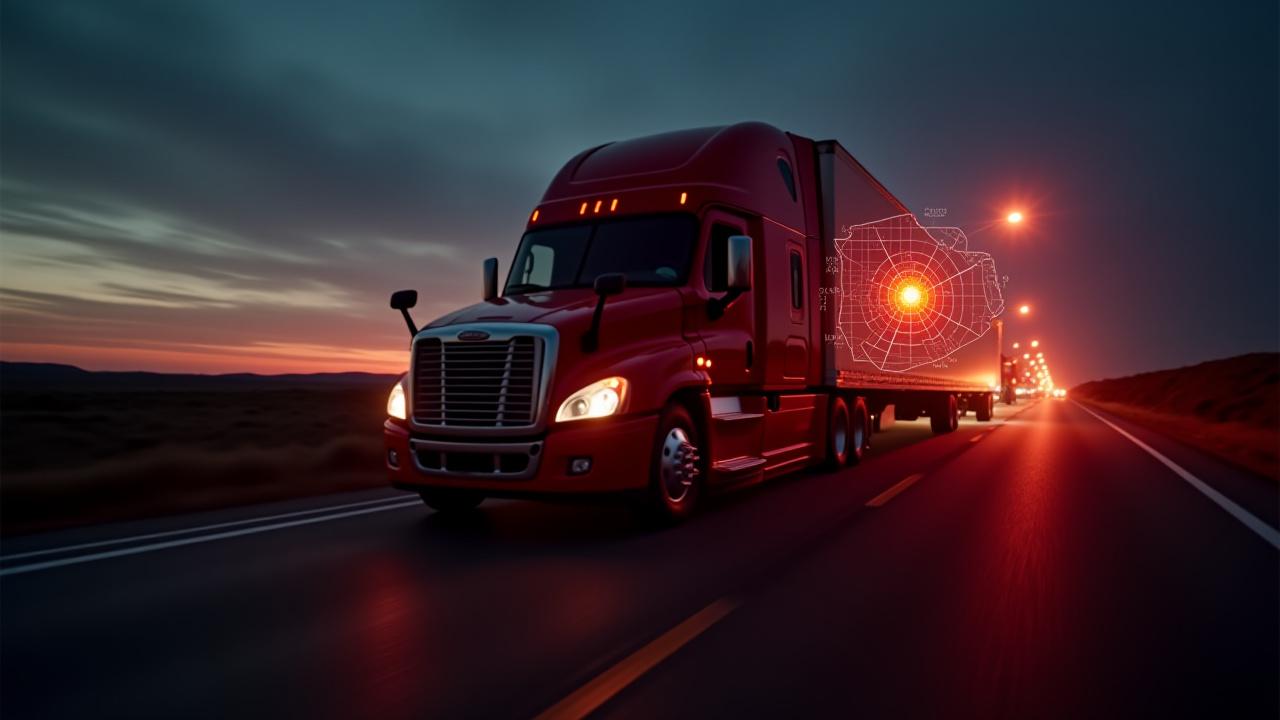 T & A Trucking regional semi-truck with an overlay of the Midwest logistics map including Missouri and Kansas